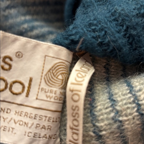 VTG ALAFOSS OF ICELAND OS SHEEP WOOL WINTER PONCHO CAPE COAT Green/Ivory Hood - Picture 9 of 9